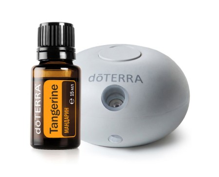 Набор doTERRA «Аромат праздника» портативный диффузор Bubble серый с датчиком движения и Мандарин, 15 мл