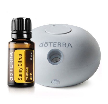 Набор doTERRA «Солнце внутри» портативный диффузор Bubble серый с датчиком движения и "Солнечный цитрус", 15 мл