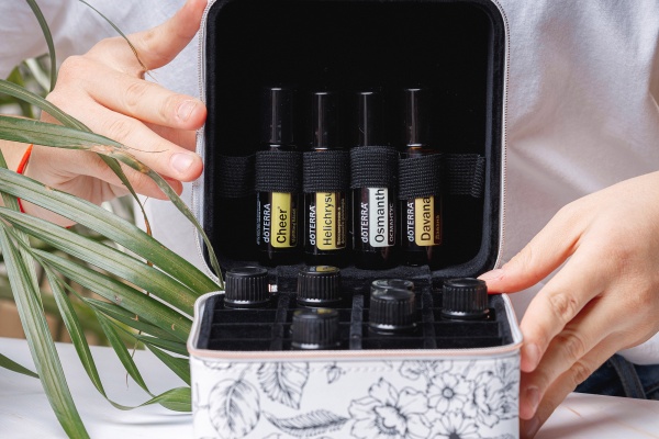 Органайзер для хранения масел с черно-белым принтом doTERRA (на 16 + 6 масел)