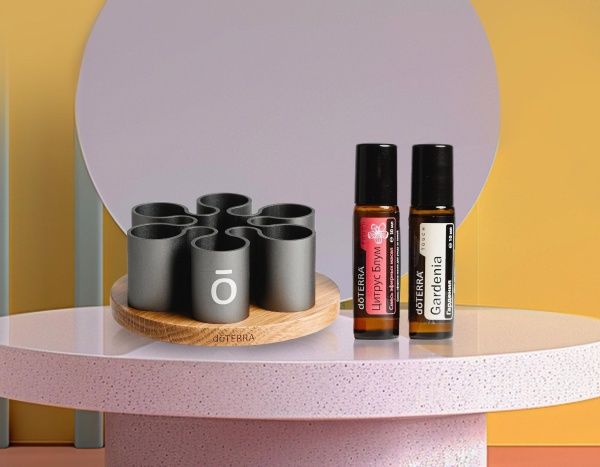 Набор doTERRA «Цветочный бум» Гардения и Цитрус Блум в роллерах + подставка